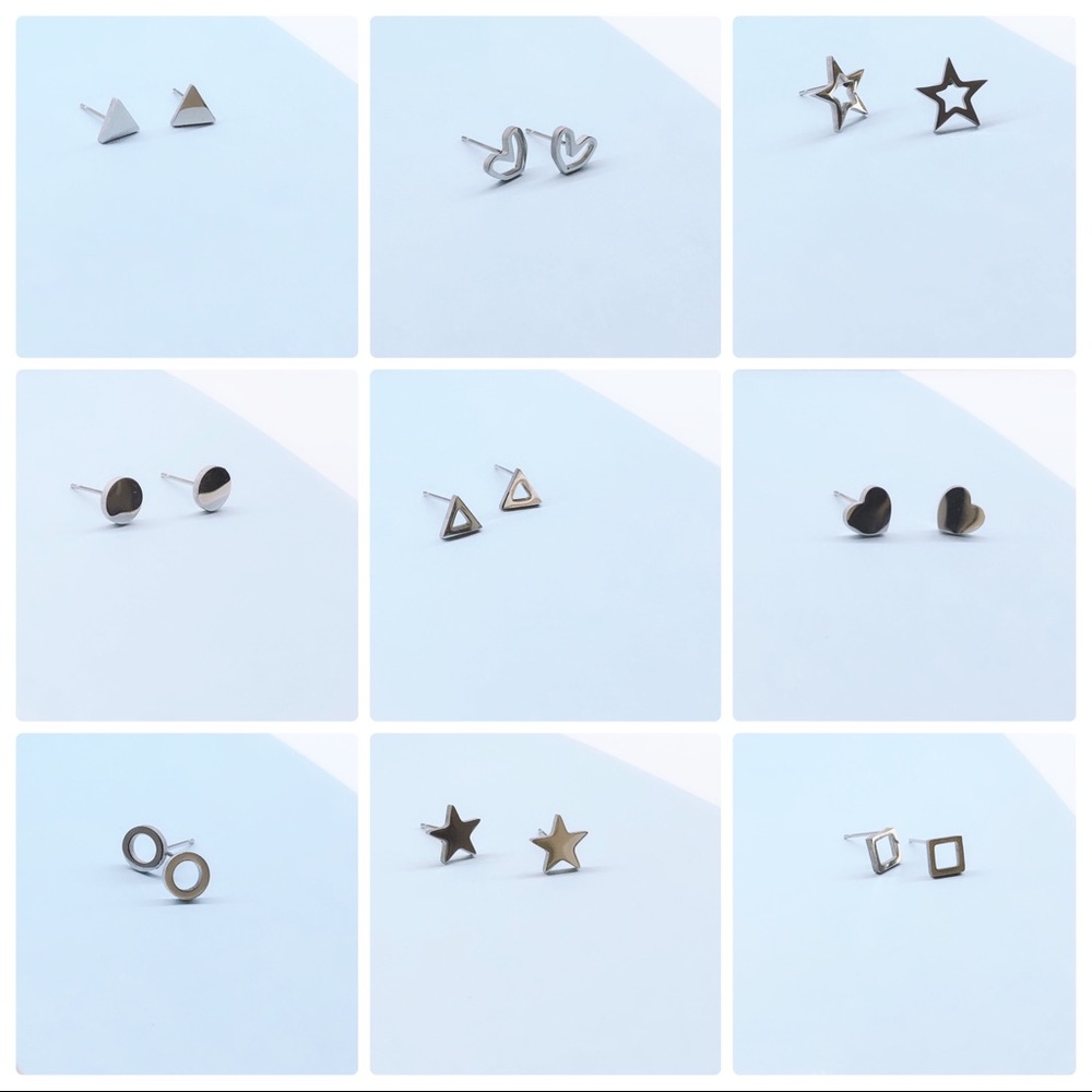 Geometric stud earrings - Picture 4 of 11